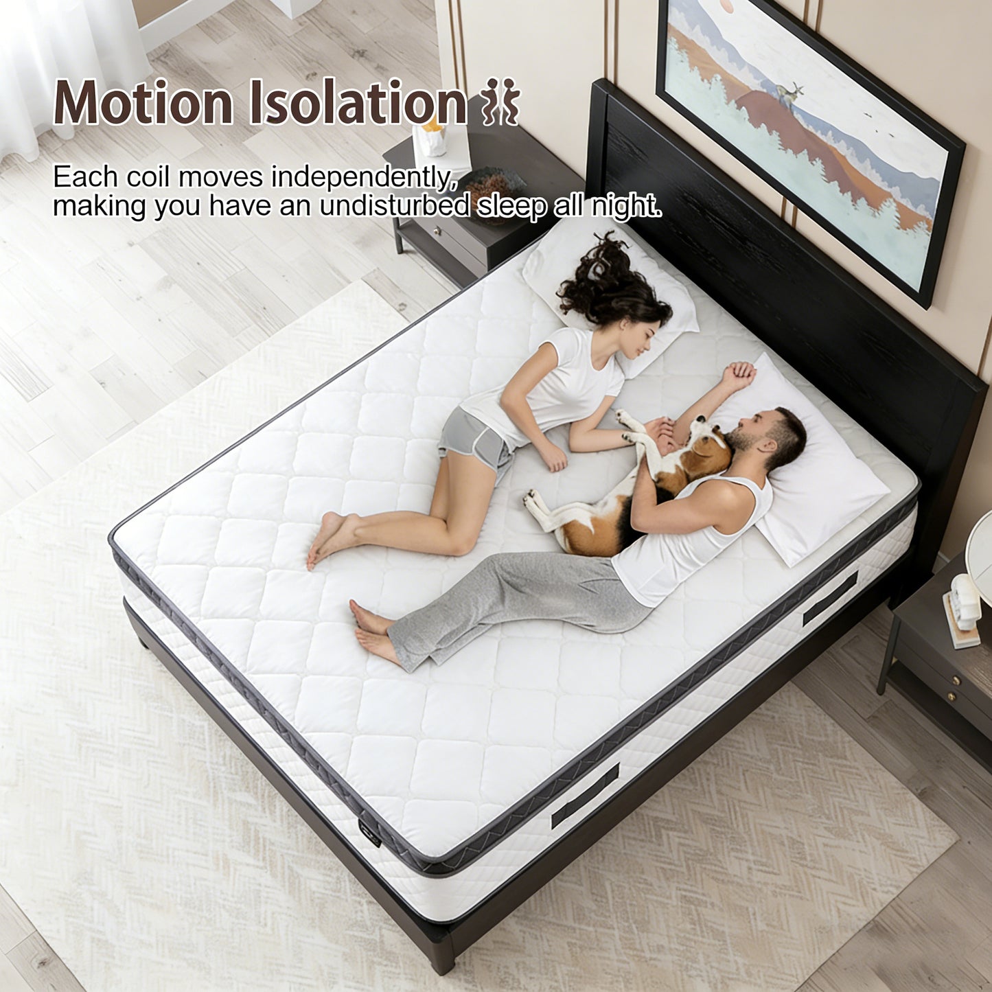 Bezzze Hybrid Mattress, Individually Wrapped Pocket Springs & Breathable Memory Foam, Medium Firm, CertiPUR-US Certified, Mattress in a Box