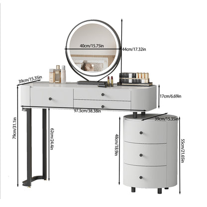 Bezzze Modern Minimalist Dressing Table with Detachable Mirror and Rotatable Side Cabinet Makeup Table, Easy Assembly Vanity