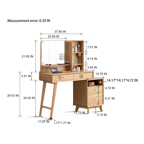 Bezzze Table Dresser 100% Solid Oak Table Dresser with Drawer