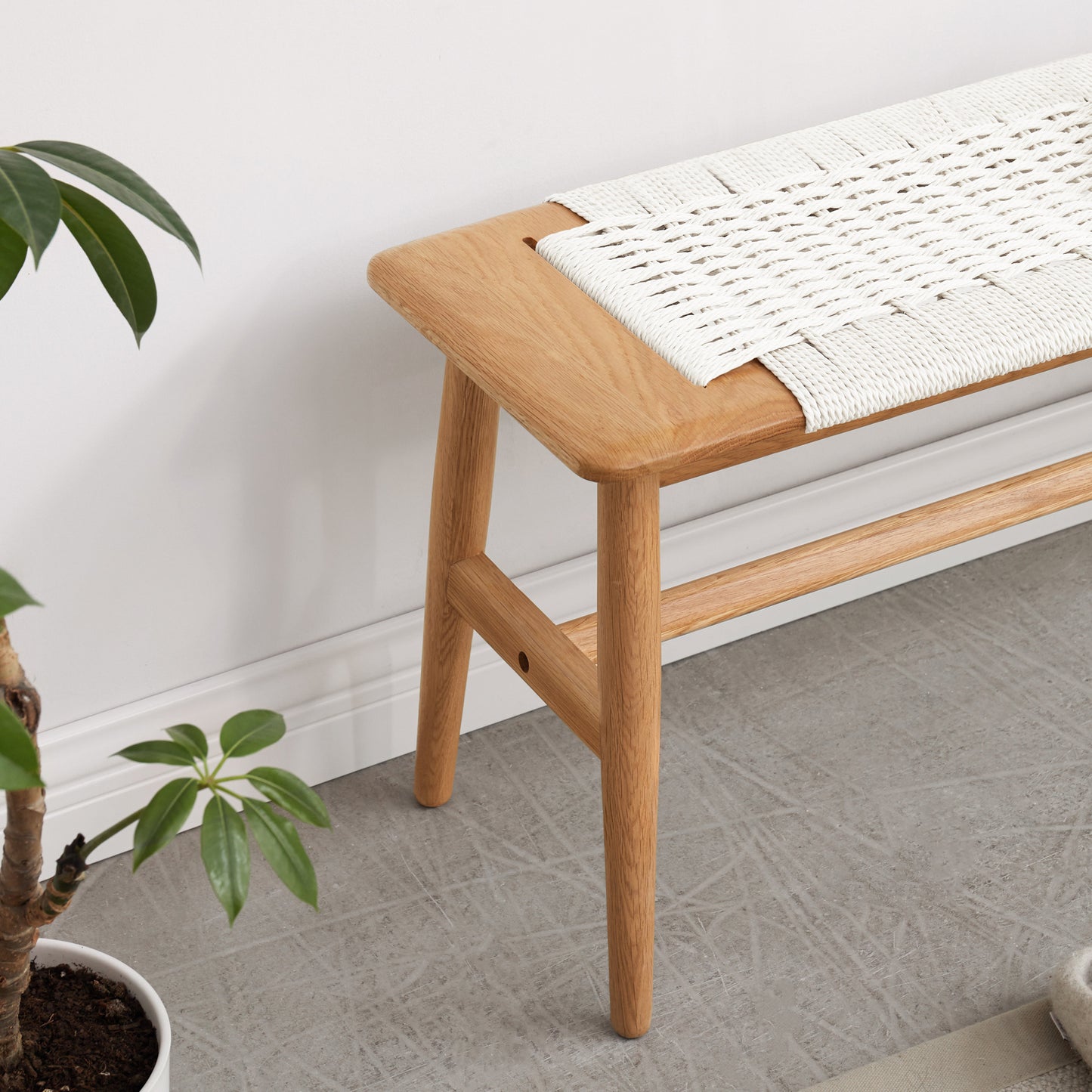 Bezzze Natural Oak Wood Bench for Bedroom End of Bed