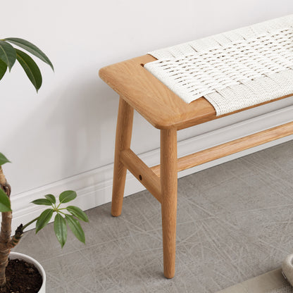 Bezzze Natural Oak Wood Bench for Bedroom End of Bed