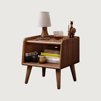 Bezzze Solid Wood Bedside Cabinet Modern Simple Nightstands Nordic Bedroom Solid Beech Storage Cabinet